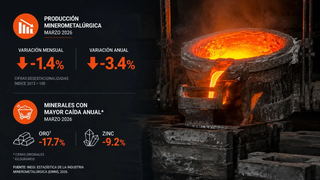 INEGI registra reducción en producción minerometalúrgica